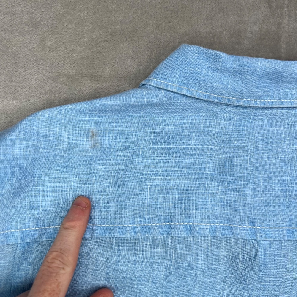 Tommy Bahama Sea Glass Breezer Linen Shirt Men Large Blue Breathable Logo Pocket - Picture 3 of 12